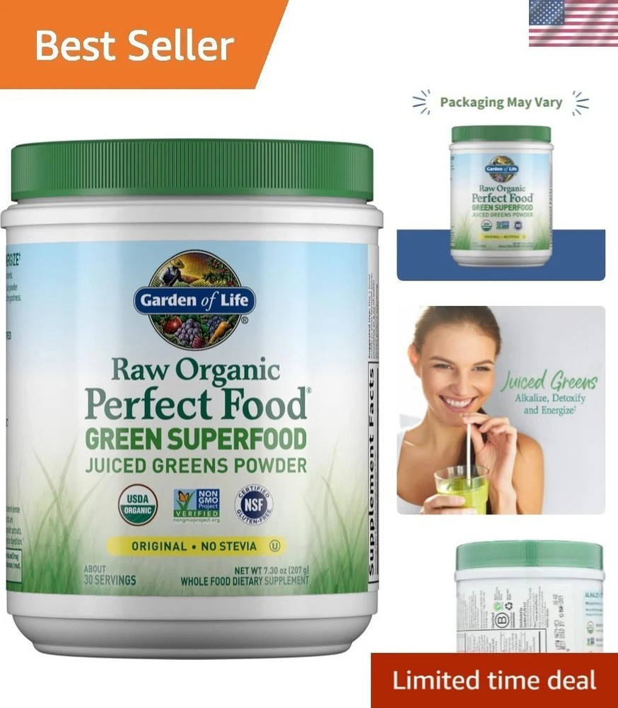 Raw Organic Perfect Food Juiced Greens Powder – 30 Servings, Detox & Energize