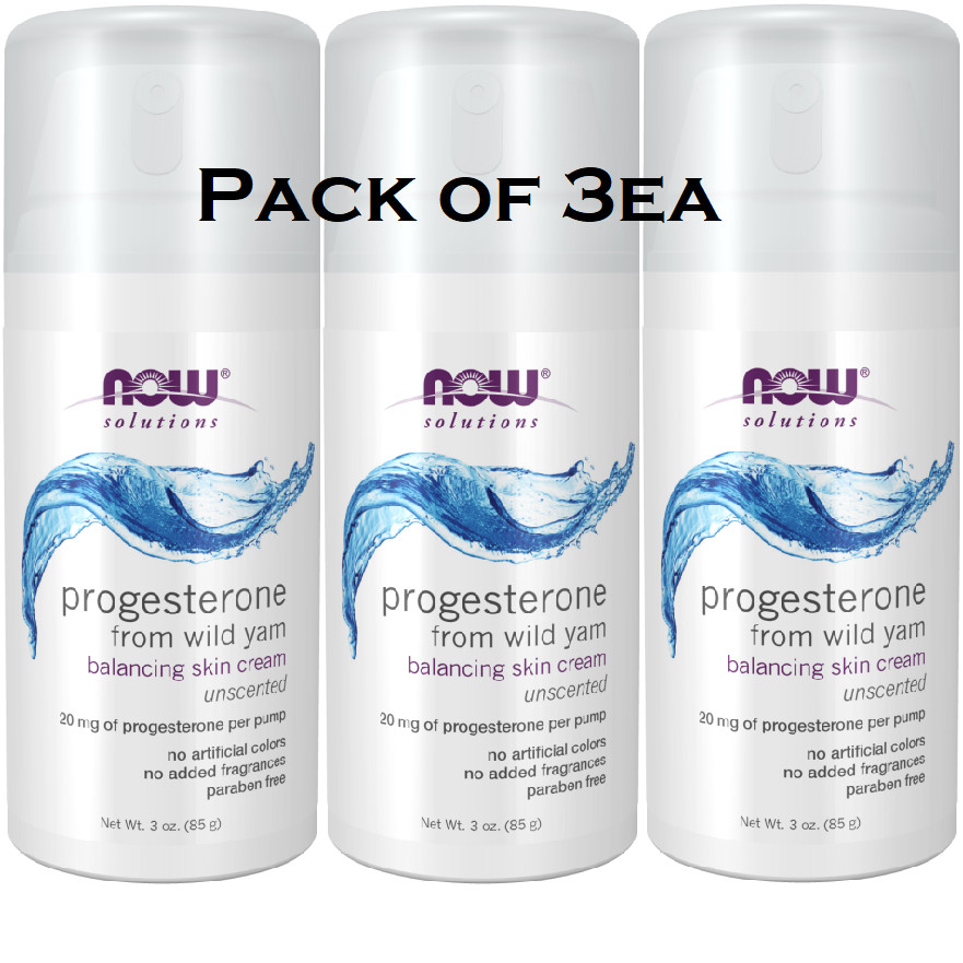 NOW FOODS Progesterone Balancing Skin Cream 3 oz (Pack of 3, Choose an option)