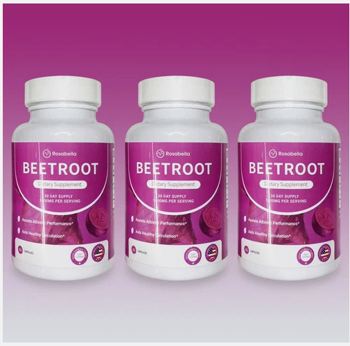 3 Pack- Capsules Rosabella Supports Blood Pressure 60Ct Organic Beet Root Powder