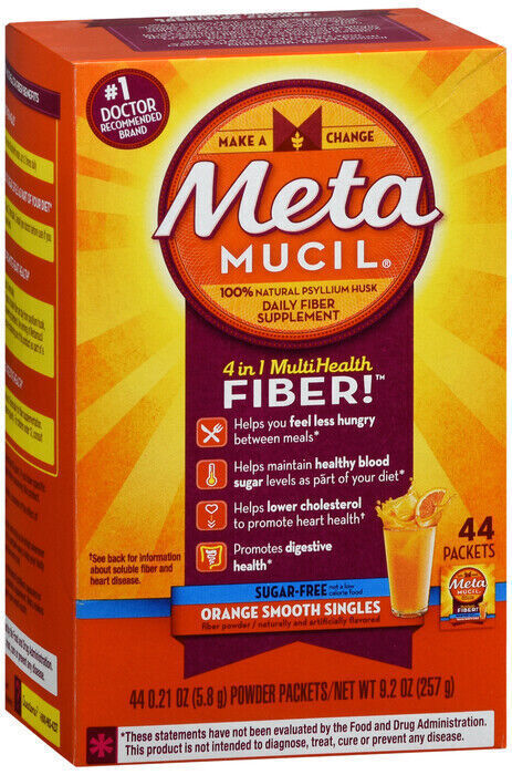 Metamucil Fiber 4-in-1 Psyllium fiber Supplement Sugar-Free 0.2 Oz 44 Counts