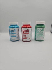3 Bottles NEW Goli Zero Sugar Best Seller Trio Set Gummies, 60 Counts Per Bottle