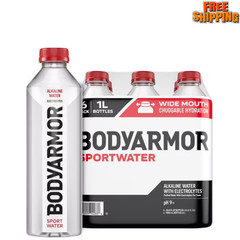 BODYARMOR SportWater Alkaline Water, High 1 Liter (Pack of 6) -free shipping