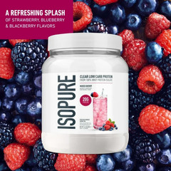 Isopure Clear Low Carb 100% Whey Protein Isolate Powder, Mixed Berry,32 Servings