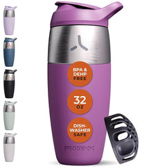 PROMiXX 32 oz Stainless Steel Shaker Bottle Flip Lock Leakproof 950ml Mulberry