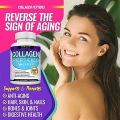 Premium Collagen Peptides 1800 MG Hydrolyzed Anti-Aging – Types I,II,III,V,X-+