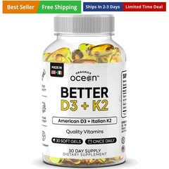 Better D3 + K2-100% Organic VIT D3 and K2 Supplements with Maximum Bioavailab…
