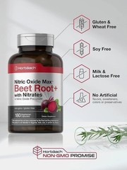 2 BOTTLES-Nitric Oxide Beet Root Capsules |With Nitrates |180 Count| by Horbaach