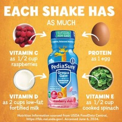 PediaSure Grow & Gain With Immune Support, 7g Protein, Strawberry, 8-fl-oz