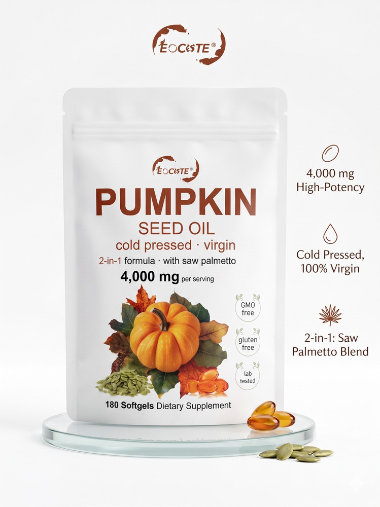 Pumpkin Seed Oil Saw Palmetto 4000mg Softgels Natural Prostate Support Free ship