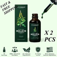 2 BOTTLES-Mullein Leaf&Chlorophyll Drops for Lung Detox&Mucus Cleanse-30Servings