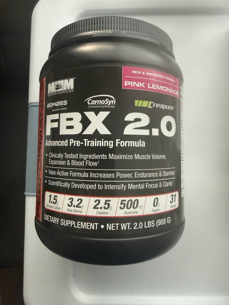Max Muscle FBX 2.0 Pre-Workout Powder Sugar-Free Pink Lemonade 2.0 lb