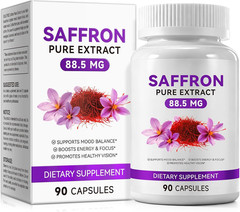 Saffron Supplements,100% Pure Saffron Extract Capsules 88.5 Mg,Mood,Focus,Vision