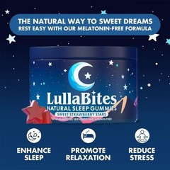 2 PACKS–NEW LullaBites Natural Sleep Gummies Strawberry Stars Flavor 60 Gummies