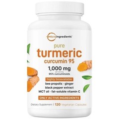 Turmeric Curcumin 95% – 1000mg featuring Ginger, Black Pepper, MCT – 120 Veggie