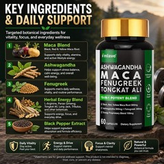 Maca Root, Ashwagandha, Panax Ginseng Fenugreek Extract Male Enhancing 60 Caps