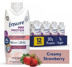 Ensure Max Protein Shake Creamy Strawberry 30g Protein 11 oz 12 Pack