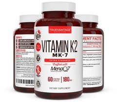 Vitamin K2 Supplement 180mcg -Vitamin K2 MK7 Supports Bone & Heart Health