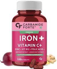 Carbamide Forte Iron + Vitamin C + Folic Acid Supplement | Fast Acting – 100 Tab