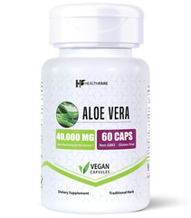 Healthfare Aloe Vera 40,000mg 60 Capsules Digestive Support Non-GMO Made in USA