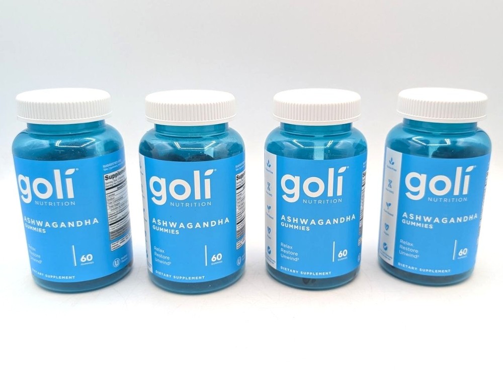 Goli Ashwagandha + Vitamin D Gummies, Mixed Berry 60 ct – 4 PACK