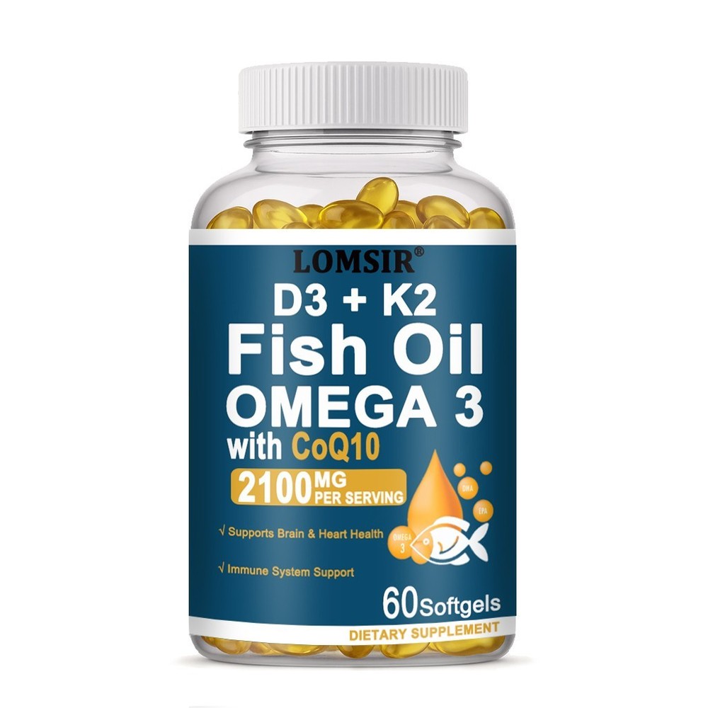 Fish Oil Omega 3 Fatty Supplements Heart, Brain, Immune Support – 60 Softgels