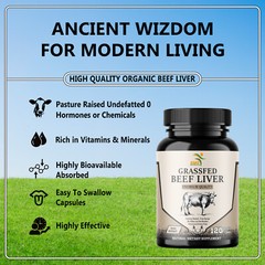 Desiccated Beef Liver Capsules, 100% Grass Fed Undefatted (3 Pack) 360 Capsules