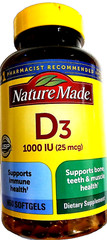 Nature Made Vitamin D3 1000 iu (25 mcg) 650 Softgels EXP 12/2026