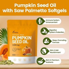 VivoNu Pumpkin Seed Oil with Saw Palmetto Capsules|Cold Pressed, Pure Virgin Oil