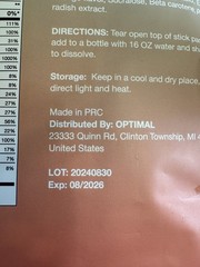 Optimal Electrolytes Powder Energy Drink – 16 Hydration Packets EXP 8/26