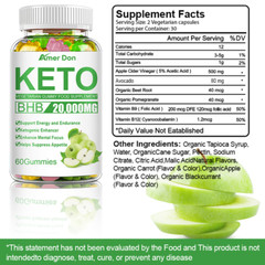Keto ACV BHB Gummies for Fat Burn Weight Loss Detox Keto Diet 60 Pills Gummies