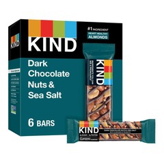 KIND Gluten Free Dark chocolate nuts & Sea Salt Snack Bars 1.4 oz, 6 Count Box..