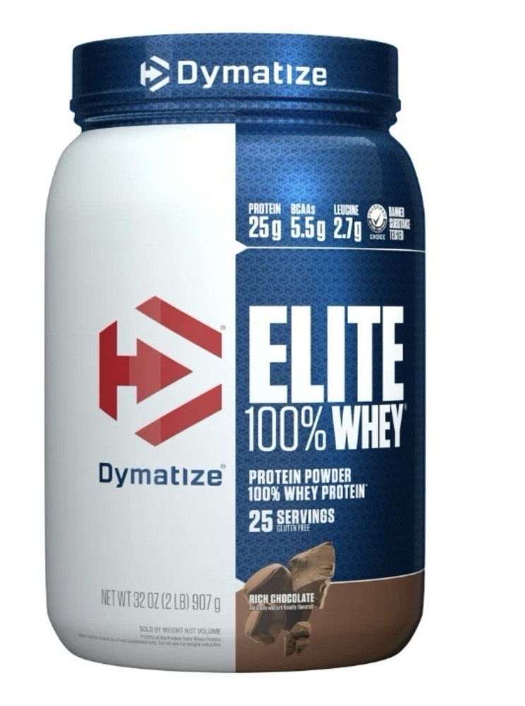 Dymatize Elite 100% Whey Protein Powder Rich Chocolate Gluten-Free 32 oz