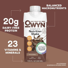 OWYN Complete Nutrition 20g Protein Shake, Chocolate, 11.15 fl oz, 4 Count