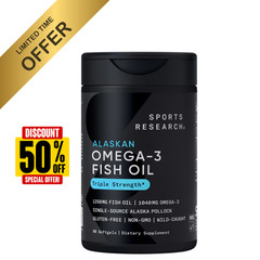Triple Strength Omega 3 Fish Oil Burpless Supplement EPA DHA Fatty Acids 90 ct
