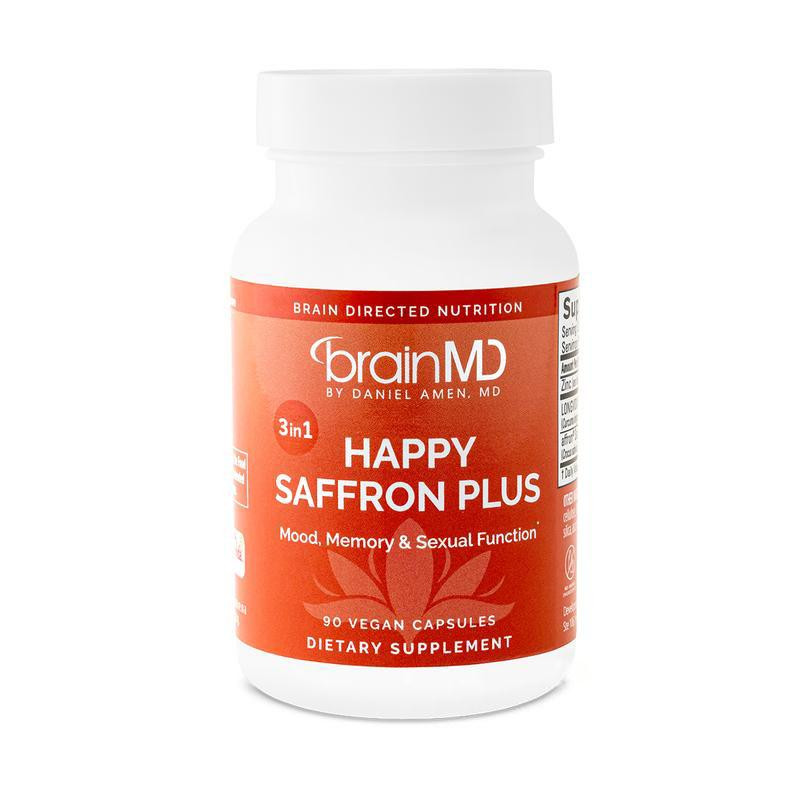 BRAINMD Dr Amen Happy Saffron Plus – 90 Capsules,W/Saffron Flower Extract