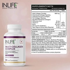 INLIFE Multi Collagen Complex 90 Tablets (Pack of 1x) for Women & Men