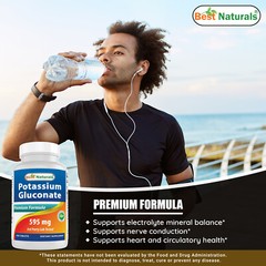 3 Pack Best Naturals Potassium Gluconate 595 mg 250 Tablets