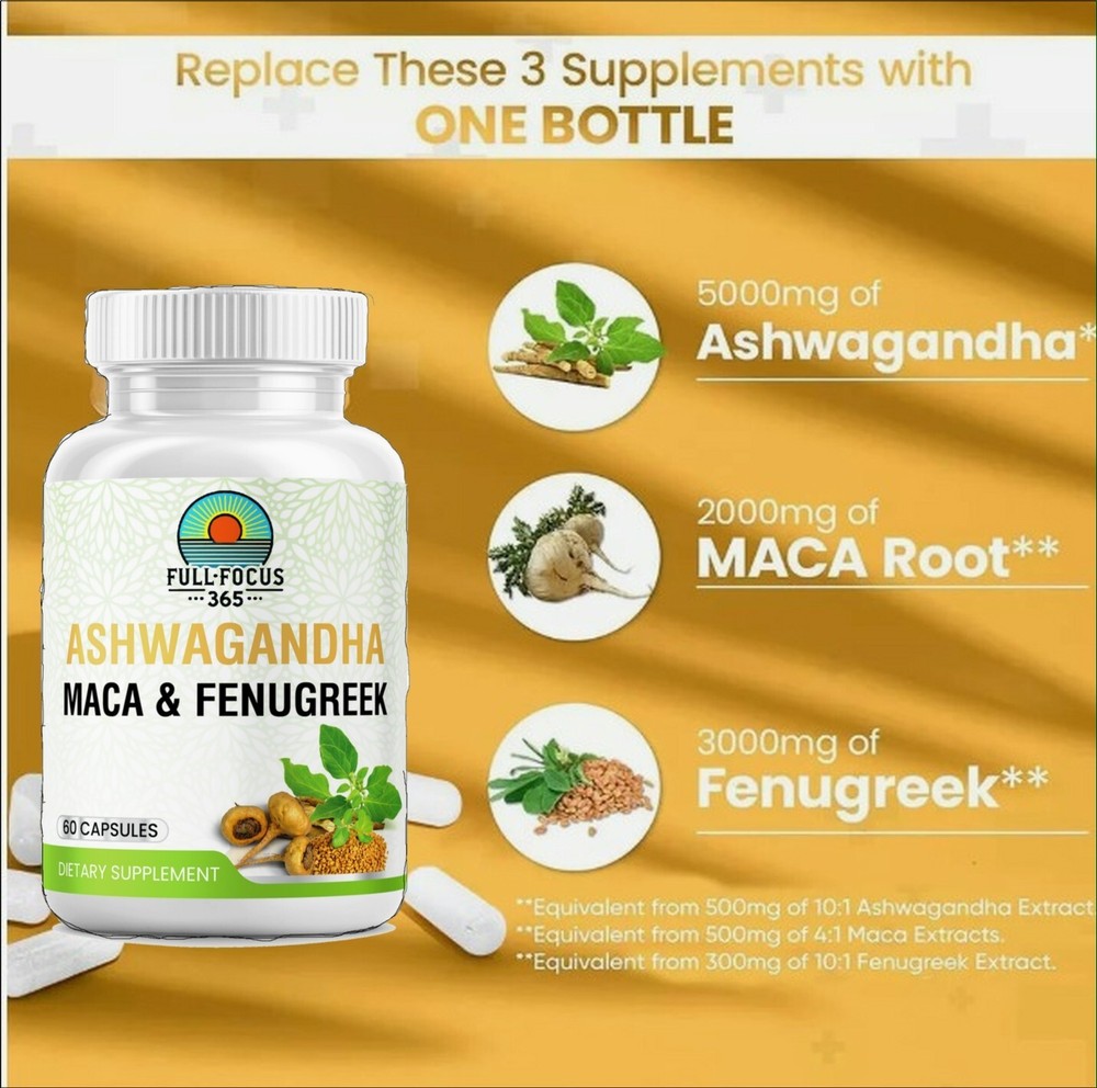 Ashwagandha Maca Capsules Fenugreek Supplement Capsules 60pcs