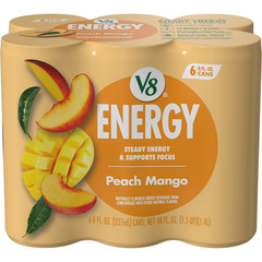 V8 Energy Peach Mango Energy Drink, 8 fl oz Can, 6 pack-free shipping