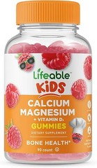 Lifeable Calcium Magnesium for Kids – Raspberry Flavor Gummy – 90 Count