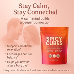 Spicy Cubes Hot Peach Gummies with Chili, Maca Root Vegan 30 Count US