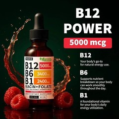 NUSAVA Vitamin B12 and B6 Liquid Drops, B12 Sublingual Vitamin B Complex,B1
