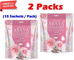 2 X Araya Collagen Plus Ceramide Dietary Supplement 15 Sachets