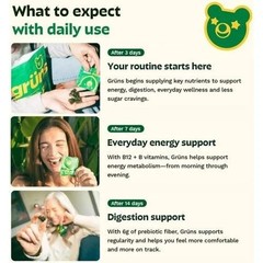 Gruns Adults Super Greens Gummies, Multivitamin Superfood Gummy Bears