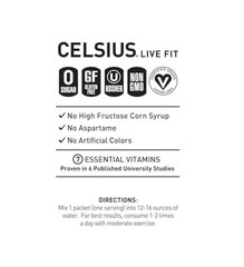 Celsius Essential Energy Powder Drink Mix Sticks Dragonfruit Lime 14ct Vegan