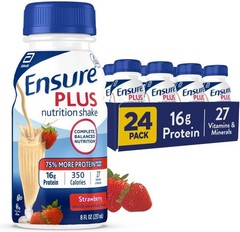 Ensure Plus Strawberry Nutrition Shake Meal Replacement Shake 8 fl oz – 24 Pack