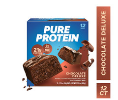 Pure Protein Bars Chocolate Deluxe 12ct 21g Protein Low Sugar