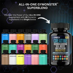 ALL-IN-ONE Supplement Creatine Capsules, Ashwagandha, Sea Moss, Magnesium