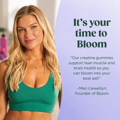 Bloom Creatine Gummies 5g–Sugar Free,Berry Boost for Strength & Cognitive, 36ct