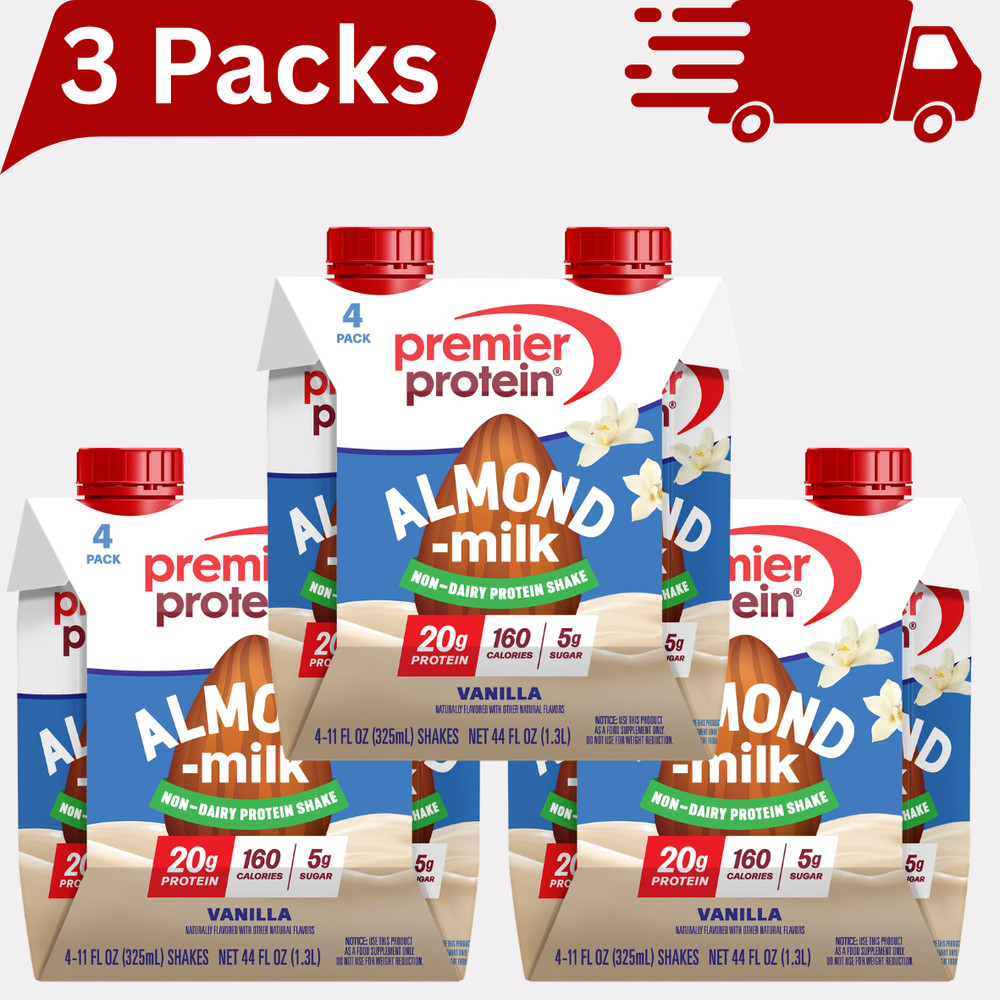 Premier Protein Almond Milk Shake, Vanilla, 20g Protein, 11 Fl Oz, 12 Ct